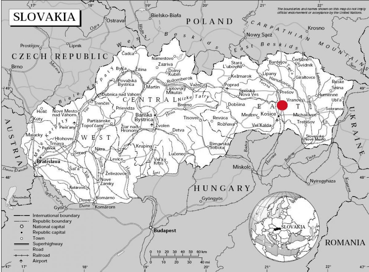 kaart ida-Slovakkia