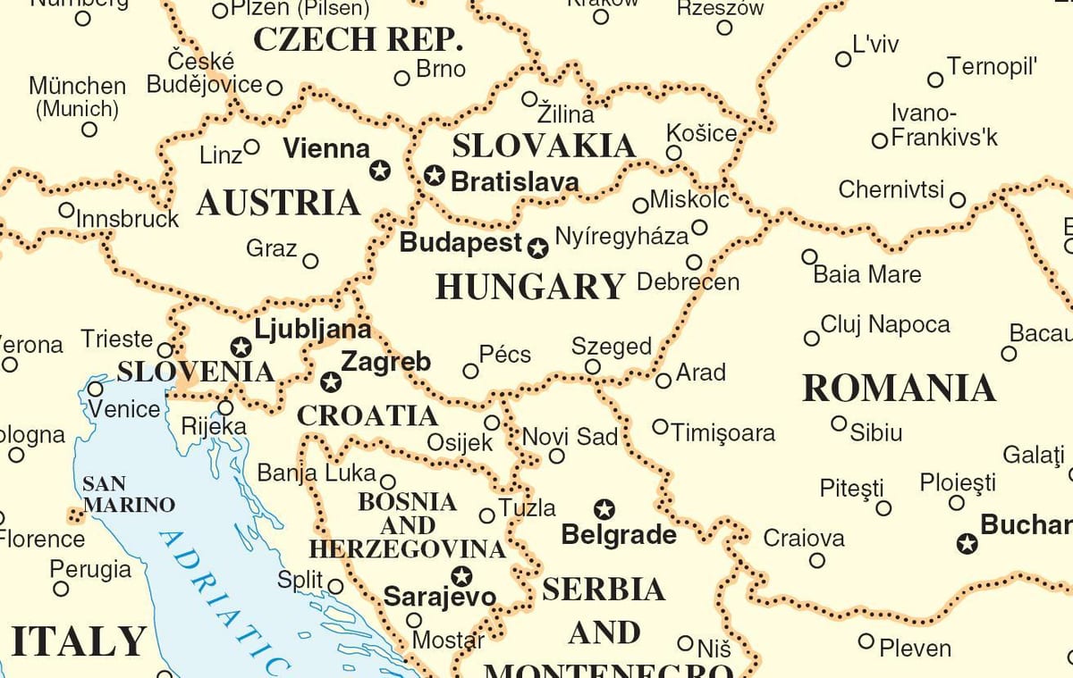 kaart Slovakkia ümberkaudsed riigid