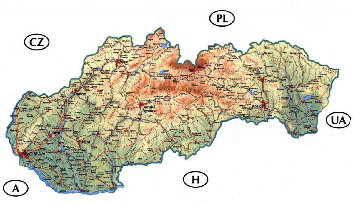 üksikasjalik kaart Slovakkia