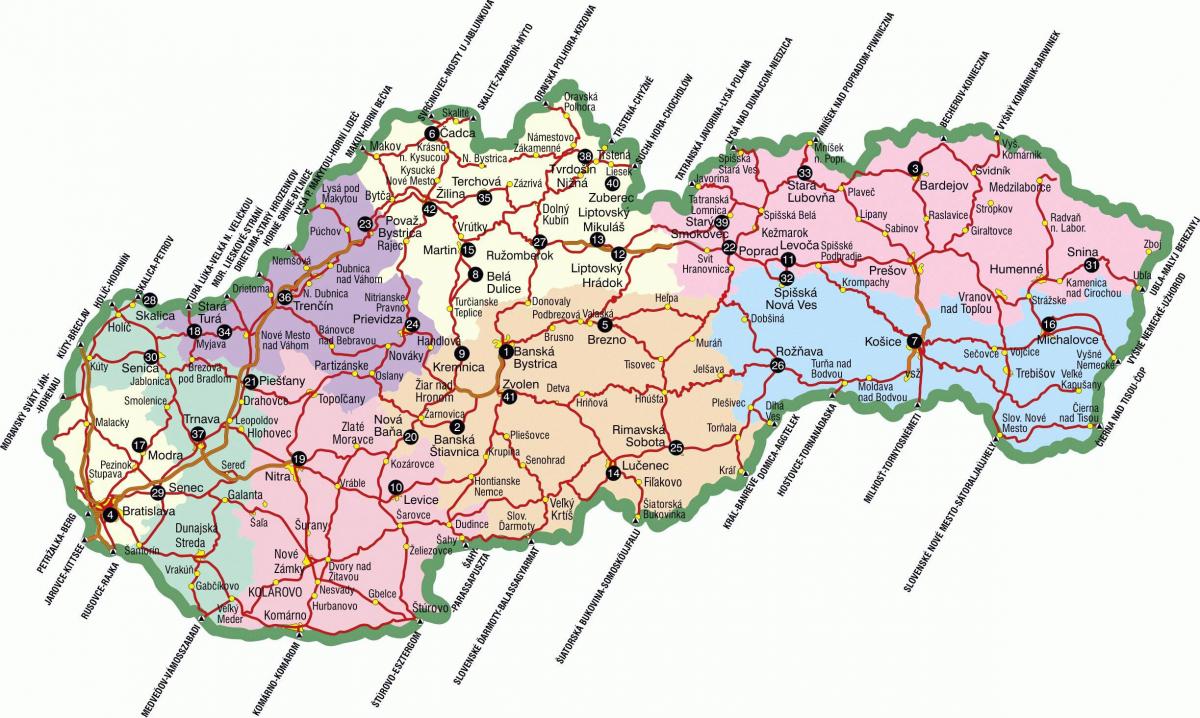 Slovakkia vaatamisväärsused kaart