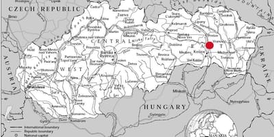 Kaart ida-Slovakkia