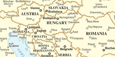 Kaart Slovakkia ümberkaudsed riigid