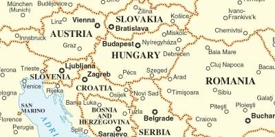 Kaart Slovakkia ümberkaudsed riigid