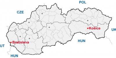 Kaart, kosice, Slovakkia