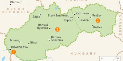 Kaart Slovakkia piirkondade